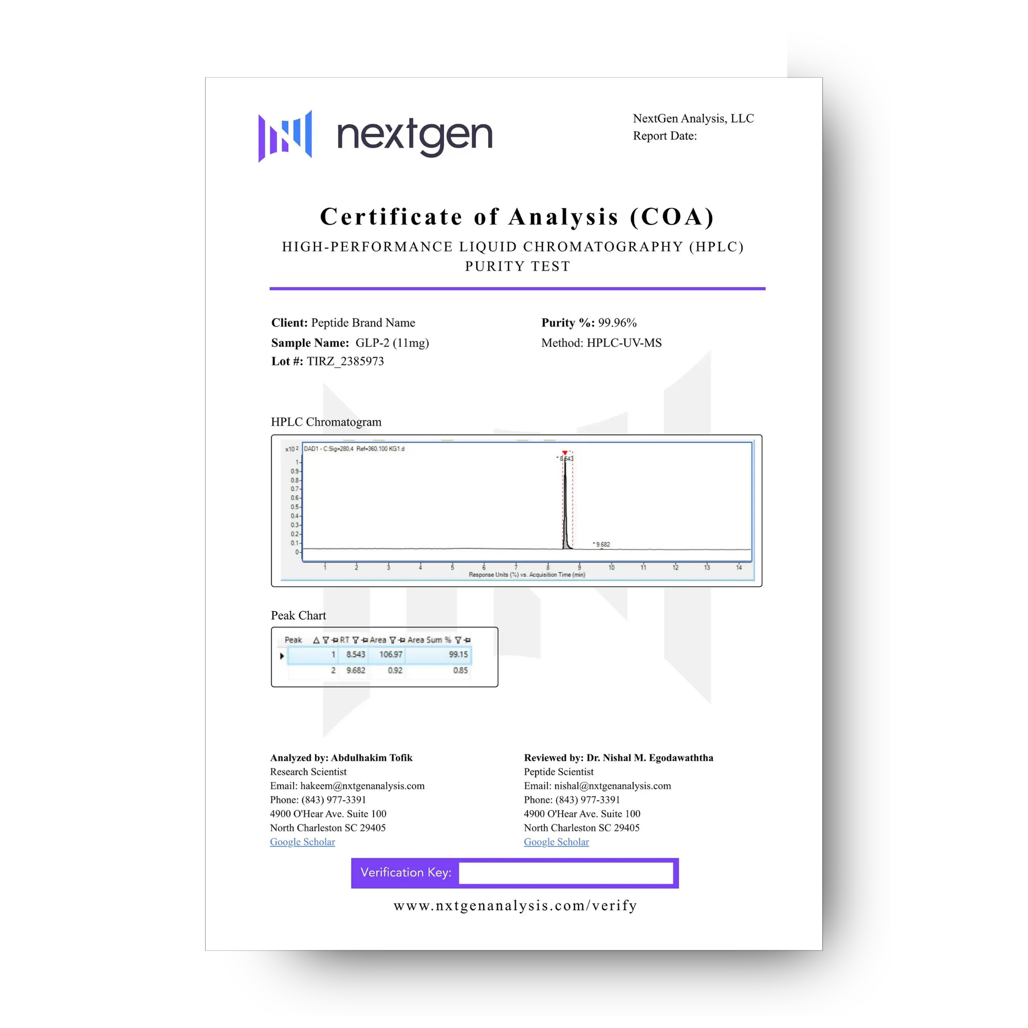 Purity and Compound Identification Test