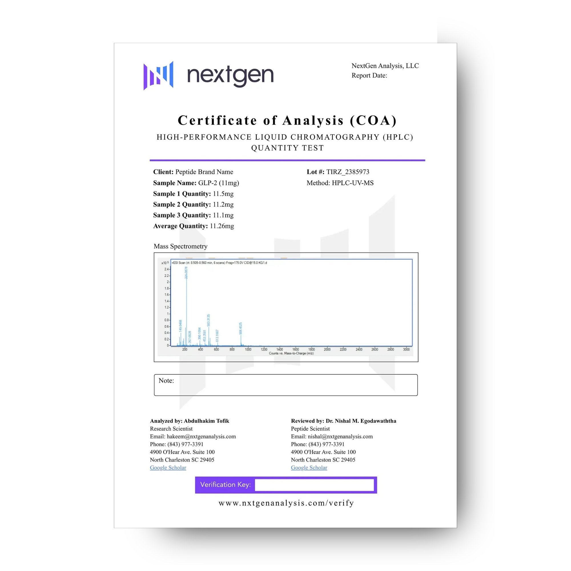 Quantity and Compound IdentificationTest